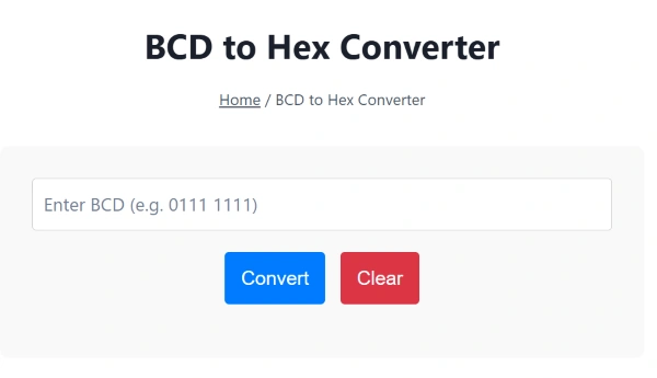 BCD to hex converter BCD to hex converter