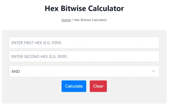 Hex Bitwise Calculator Hex Bitwise Calculator