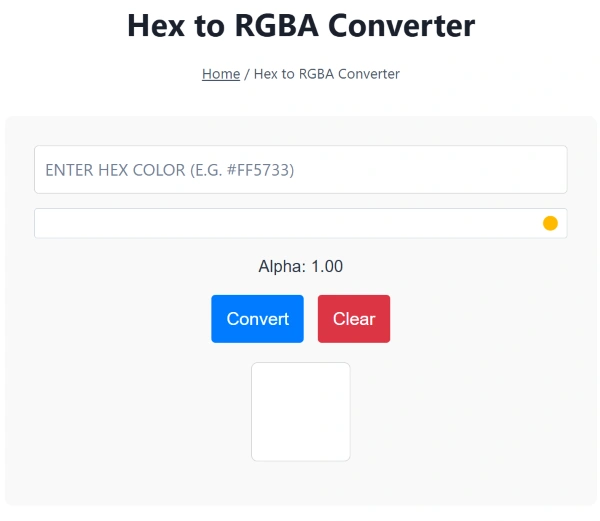 Hex to RGBA Converter