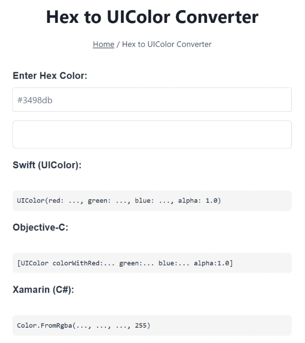Hex to UIColor Converter Hex to UIColor Converter